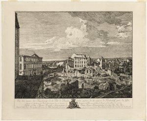 Ruiny przedmieścia Pirnaischer z Palais Fürstenhof autorstwa Bernardo Bellotto