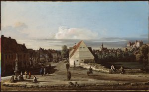 Widok Pirny z twierdzą Sonnenstein, 1755-65 autorstwa Bernardo Bellotto