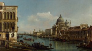 Widok na Wielki Kanał: Santa Maria della Salute i Dogana z Campo Santa Maria Zobenigo, ok. 1743 (olej na płótnie) autorstwa Bernardo Bellotto