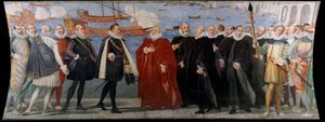 Doża Giacomo Durazzo Grimaldi przyjmuje Juana Austrii w porcie Genes (Fresco