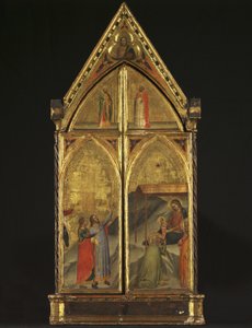 Tryptyk - Dziewica z Dzieciątkiem na tronie ze świętymi, 1338 autorstwa Bernardo Daddi