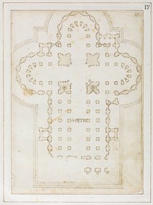 Plan św. Piotra, Codex Coner, 1513-15 (atrament na papierze) autorstwa Bernardo Della Volpaia Bernardo Della Volpaia