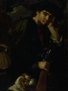 Hunter ze swoim pistoletem i psem. (Alegoria „Powietrza”) autorstwa Bernardo Eberhart Keilhau