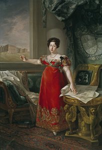 Marie Isabelle de Braganza, infantka Portugalii, królowa małżonka Hiszpanii - Maria Isabel z Portugalii (1797-1818), przed Muzeum Prado, autorstwa Lopeza Piquera, Bernarda (1801-1874). olej na płótnie autorstwa Bernardo Lopez y Piquer
