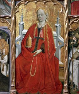 Maria Magdalena, fragment ołtarza św. Marii Magdaleny (1437-1452), autorstwa Bernata Martorella (ok. 1400-1452), malowany na drewnie. Katalońska sztuka gotycka.