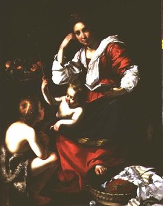 Madonna z Dzieciątkiem z Dzieciątkiem Św. Jan Chrzciciel autorstwa Bernardo Strozzi