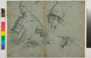 Studium młodego mężczyzny w zbroi autorstwa Bernardo Strozzi