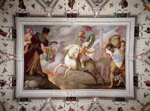 Śmierć Marka Curtiusa, Villa Centurione, Sampierdarena, 1613-15 autorstwa Bernardo Strozzi