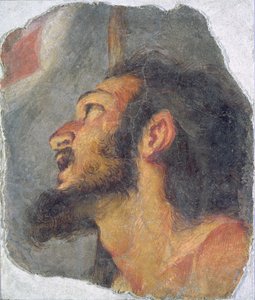 Głowa św. Jana Chrzciciela, fragment fresku autorstwa Bernardo Strozzi