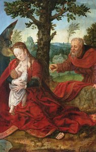 Reszta lotu do Egiptu (panel) autorstwa Bernart van follower of Orley