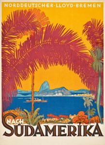 Plakat reklamujący niemiecką firmę żeglugową „Norddeutscher Lloyd” autorstwa Bernd Steiner