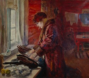 Skubanie Kury (olej na płótnie)