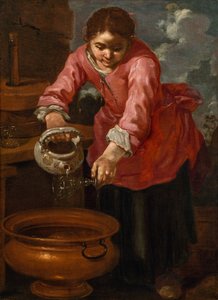 Włoski:  Lavaggio di un vetro di vino Młoda kobieta myjąca szklankę ("Alegoria wody") autorstwa Bernhard Keil