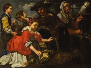 Przędzarka i zbieracz ziół (Alegoria Ziemi) autorstwa Bernhard Keil