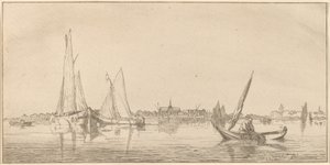 Rzeka z Miastem, 1775. autorstwa Bernhard Schreuder