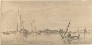 Rzeka z Miastem, 1775. autorstwa Bernhard Schreuder