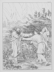 Boska komedia Dantego, Purgatorio (Czyściec), plansza XII (litografia) autorstwa Bernhard Schuler