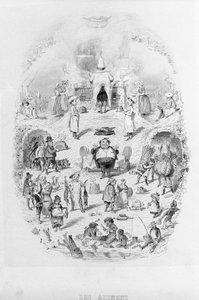 Jedzenie: gotowanie i różne sposoby przygotowywania jedzenia w Brillat - Savarin zilustrowane przez Bertalla. Paryż 1840.