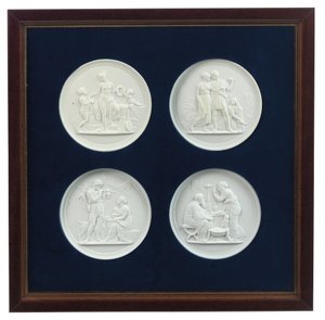 Komplet czterech płaskorzeźbionych tabliczek, koniec XX w. (tynk) autorstwa Bertel (after) Thorvaldsen