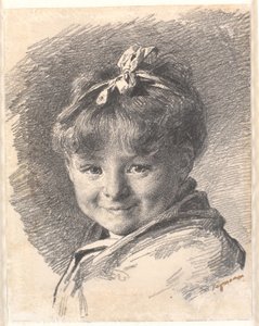 Portret małej dziewczynki z krótkimi włosami i opaską do włosów