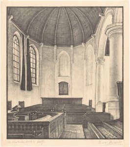 Waalsche Kerk w Delft (oryginalny tytuł obiektu) autorstwa Bertha van Hasselt (signed by artist)