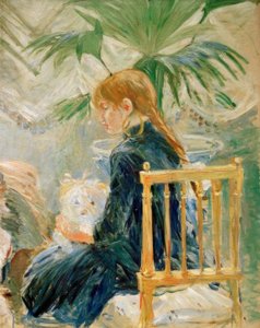 Dziewczyna z psem (drugi fragment) autorstwa Berthe Morisot