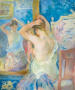 Przed lustrem, ok. 1890 (olej na płótnie) autorstwa Berthe Morisot