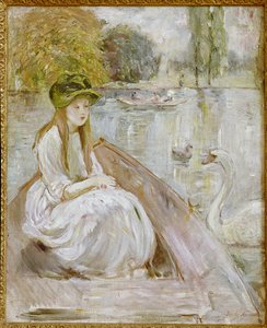 Jeanne Fourmanoir obok jeziora. Obraz Berthe Morisot autorstwa Berthe Morisot