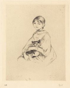 Julie Manet trzymająca kota autorstwa Berthe Morisot