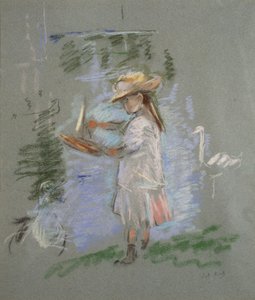 Julie in Pink nad jeziorem autorstwa Berthe Morisot