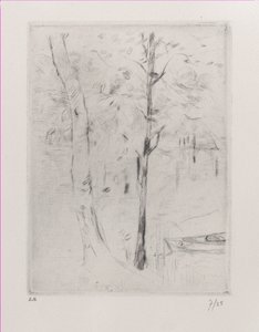 Krajobraz Pnie drzew nad rzeką, 1888 r. autorstwa Berthe Morisot