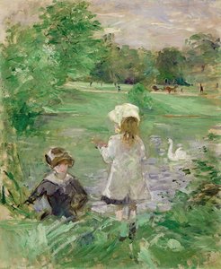 Nad jeziorem, 1883 autorstwa Berthe Morisot