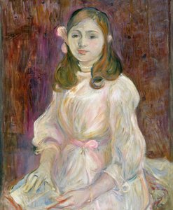 Portret Julie Manet (1878-1966) trzymającej książkę, 1889 autorstwa Berthe Morisot