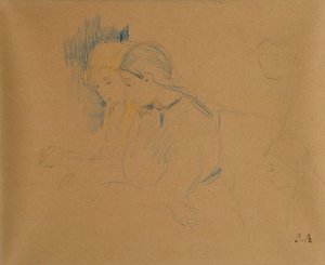 Portret młodych dziewczyn (kolorowe kredki i ołówek) autorstwa Berthe Morisot