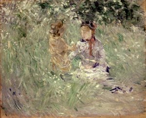 Kobieta i dziecko na łące w Bougival autorstwa Berthe Morisot