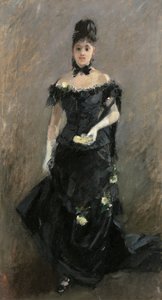 Kobieta w czerni lub przed teatrem, 1875 autorstwa Berthe Morisot