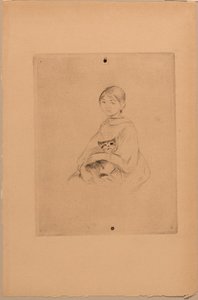 Młoda dziewczyna z kotem, ok. 1888 (akwaforta) autorstwa Berthe Morisot