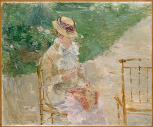 Młoda kobieta na drutach, ok. 1883 (olej na płótnie) autorstwa Berthe Morisot