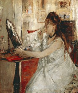 Młoda kobieta pudrująca twarz (olej na płótnie) autorstwa Berthe Morisot