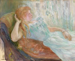 Młoda kobieta na sofie autorstwa Berthe Morisot