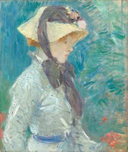 Młoda kobieta w słomkowym kapeluszu, 1884 autorstwa Berthe Morisot