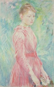 Młoda dziewczyna w różowej sukni (pastel na papierze) autorstwa Berthe Morisot