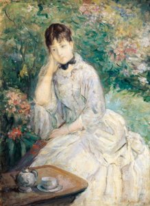 Młoda kobieta siedząca na kanapie, autorstwa Berthe Morisot