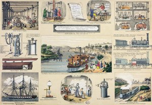 Historia pary, ilustracja do podręcznika edukacyjnego, połowa XIX wieku autorstwa Bertmont