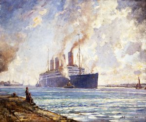 Aquitania zbliża się do Southampton Water