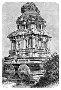 Ruiny świątyni w Hampi, Indie, 1895.
