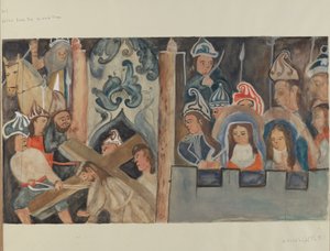 Stacja Drogi Krzyżowej nr 7: Jezus upada po raz drugi, ok. godz. 1936. autorstwa Beulah Bradleigh