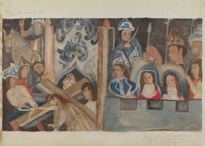 Stacja Drogi Krzyżowej nr 7: Jezus upada po raz drugi, ok. godz. 1936. autorstwa Beulah Bradleigh