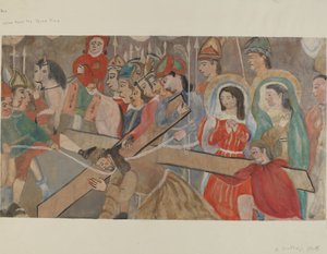 Stacja Drogi Krzyżowej nr 9: Jezus upada trzeci raz, ok. godz. 1936. autorstwa Beulah Bradleigh
