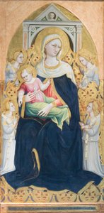 Madonna z Dzieciątkiem i czterema aniołami na tronie, ok. 1433 (tempera i złoto płatkowe na panelu) autorstwa Bicci di Lorenzo